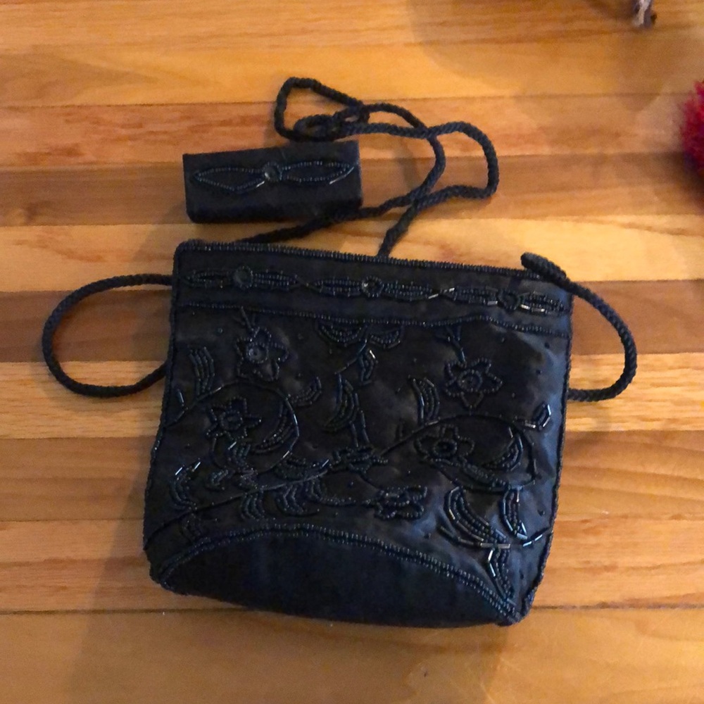 Black evening purse and lipstick case